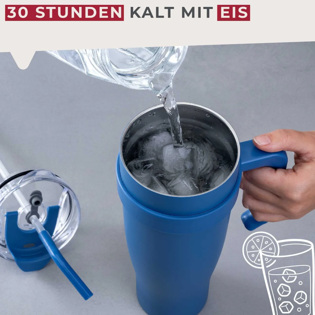 Thermotrinkbecher Blau, 1,2 L