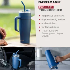 Thermotrinkbecher Blau, 1,2 L
