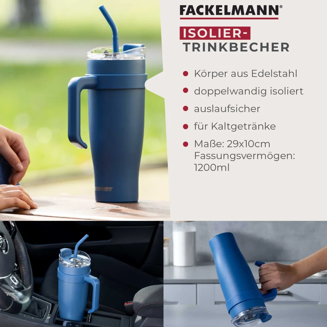 Thermotrinkbecher Blau, 1,2 L