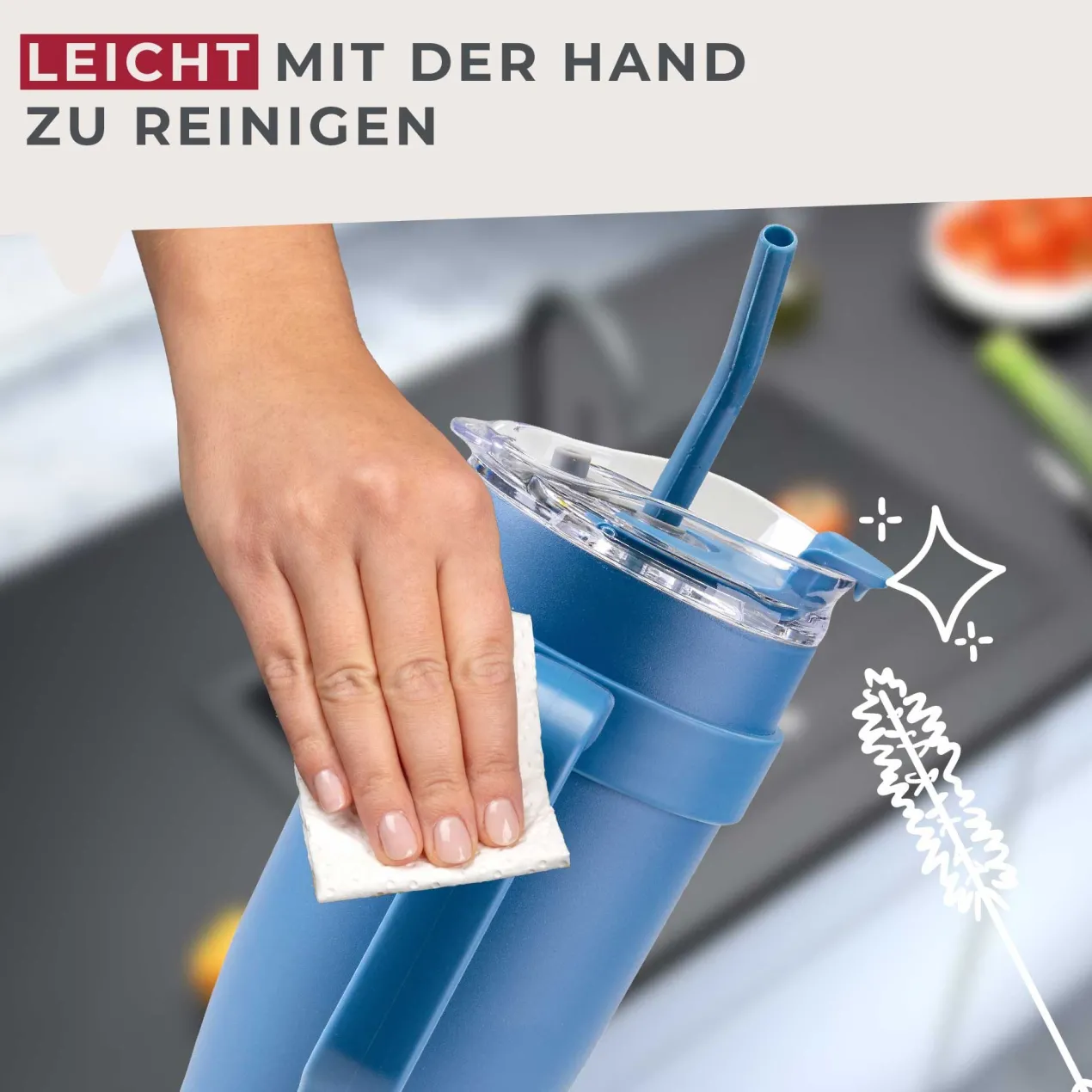 Thermotrinkbecher Blau, 1,2 L