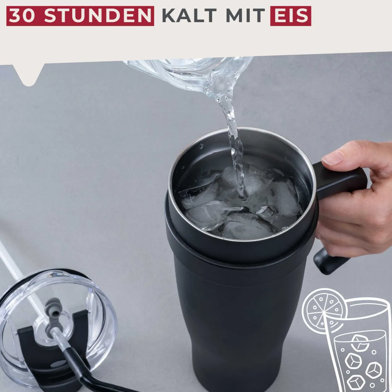 Thermotrinkbecher Schwarz, 1,2 L