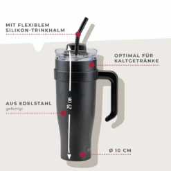 Thermotrinkbecher Schwarz, 1,2 L