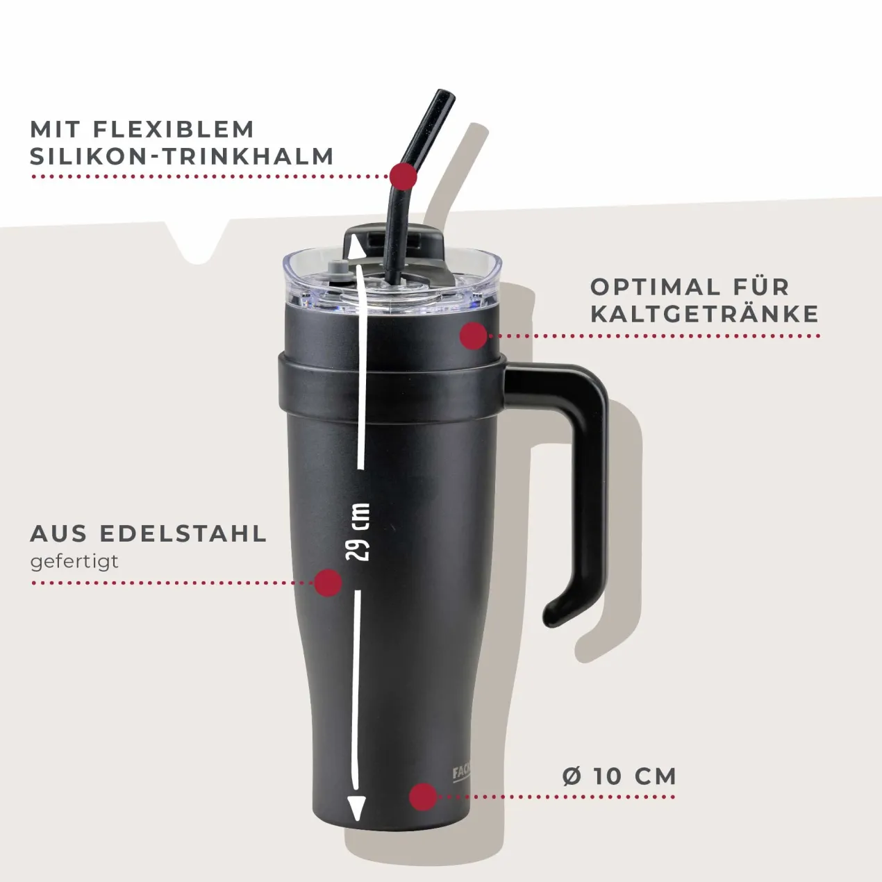 Thermotrinkbecher Schwarz, 1,2 L