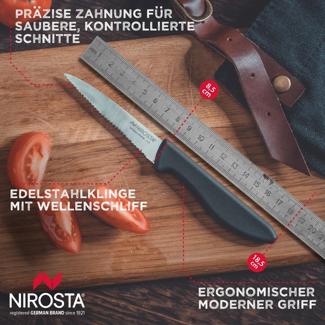 Tomatenmesser Original, 8,5cm Edelstahl-Klinge, gezahnt
