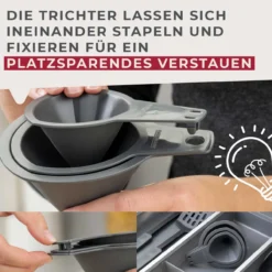 Trichterset, stapelbar, grau, 3-tlg.