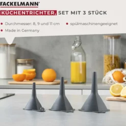 Trichterset, stapelbar, grau, 3-tlg.