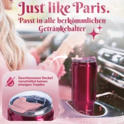 Trinkbecher mit Strohhalm-Deckel Herz, Rot, 1L