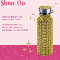 Trinkflasche Gold, Strass, 500ml