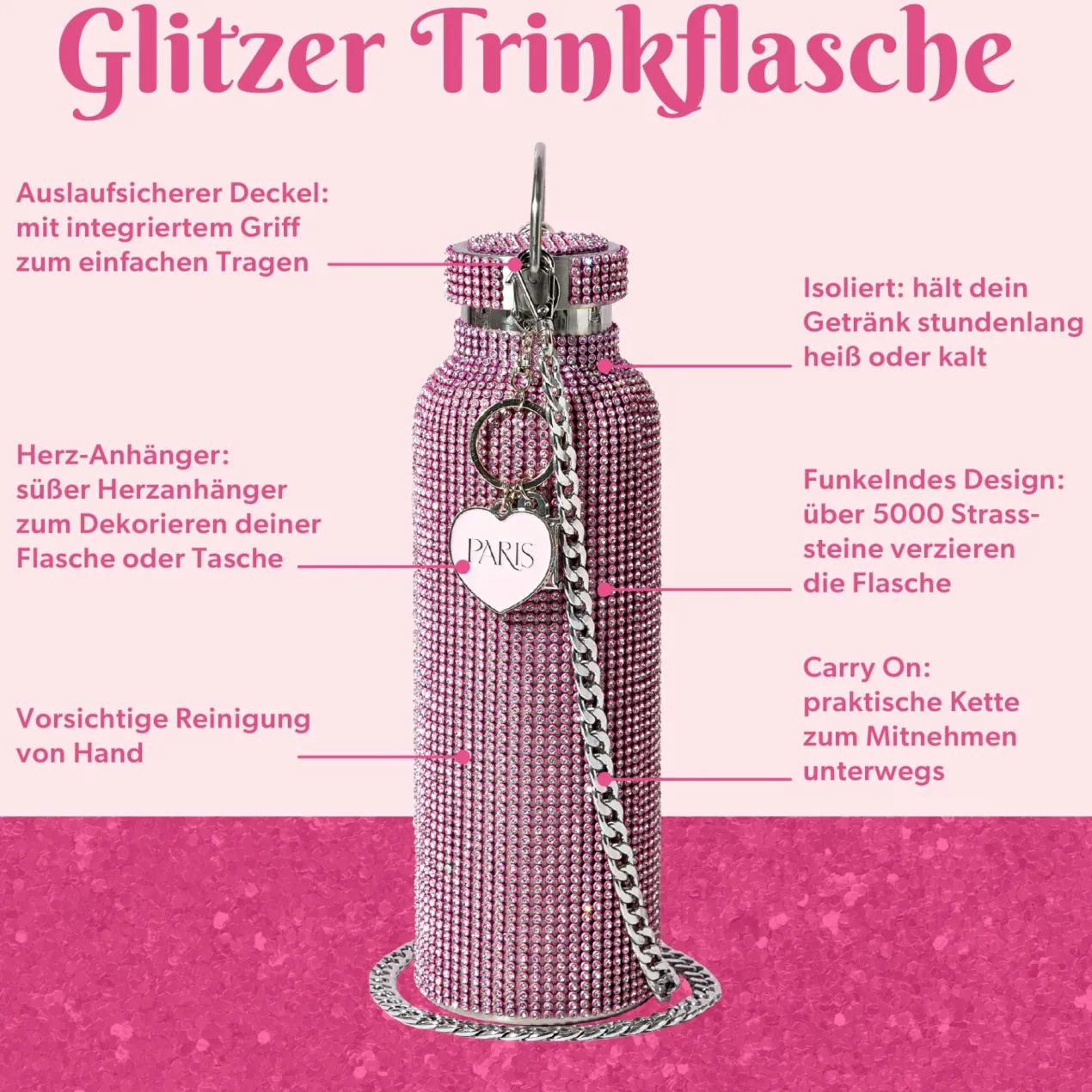 Trinkflasche Pink, 750ml