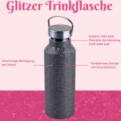 Trinkflasche Schwarz, Strass, 500ml