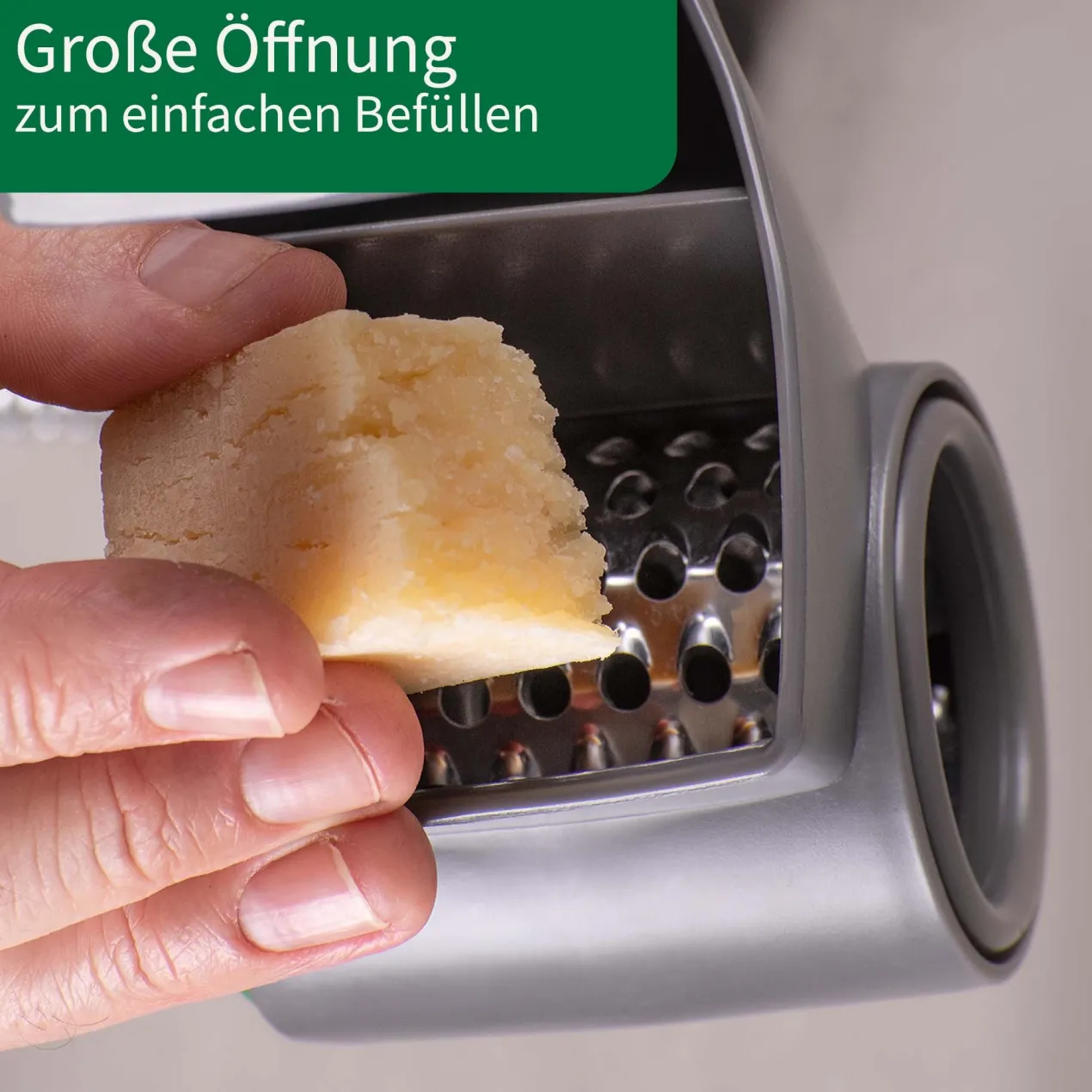 Trommelreibe mit 3 Edelstahl-Trommeln