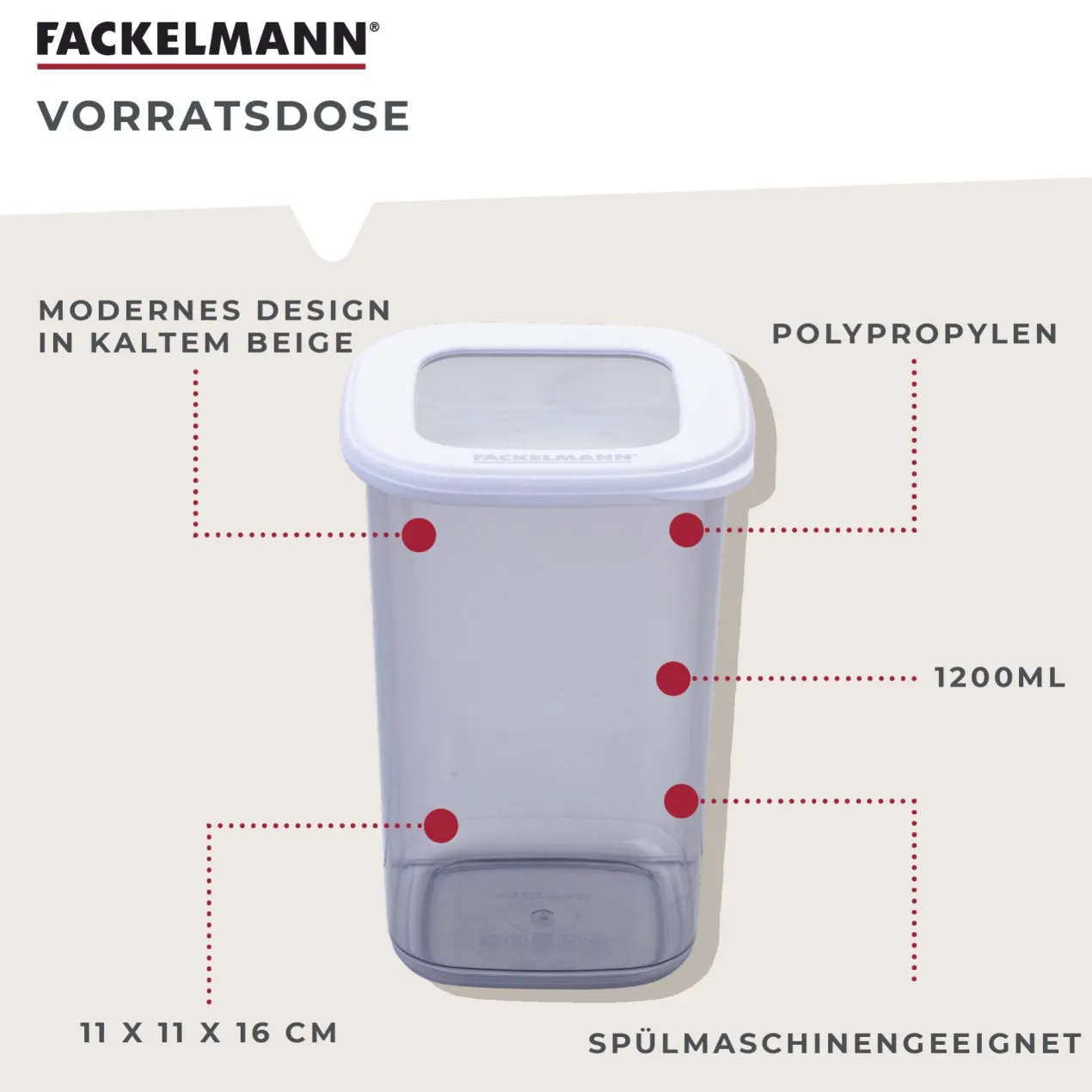 Vorratsdose Be The Move, eckig, 1200ml