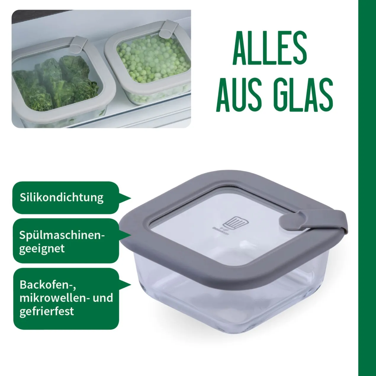 Vorratsdose Glas, eckig, 320ml