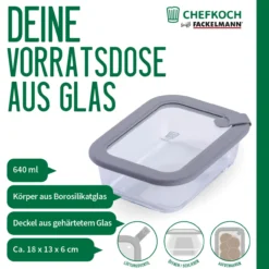 Vorratsdose Glas, eckig, 640ml