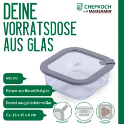 Vorratsdose Glas, eckig, 800ml