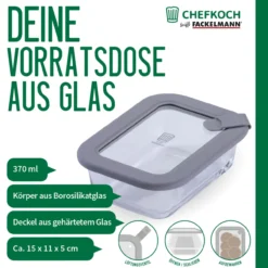 Vorratsdose Glas, eckig, 370ml