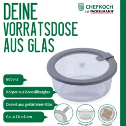 Vorratsdose Glas, rund, 600ml