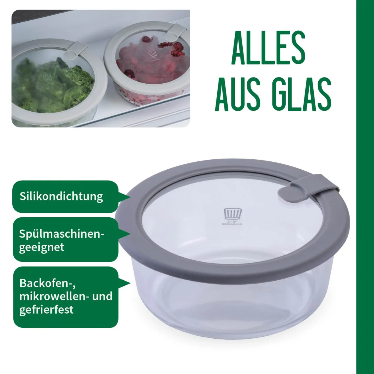 Vorratsdose Glas, rund, 600ml