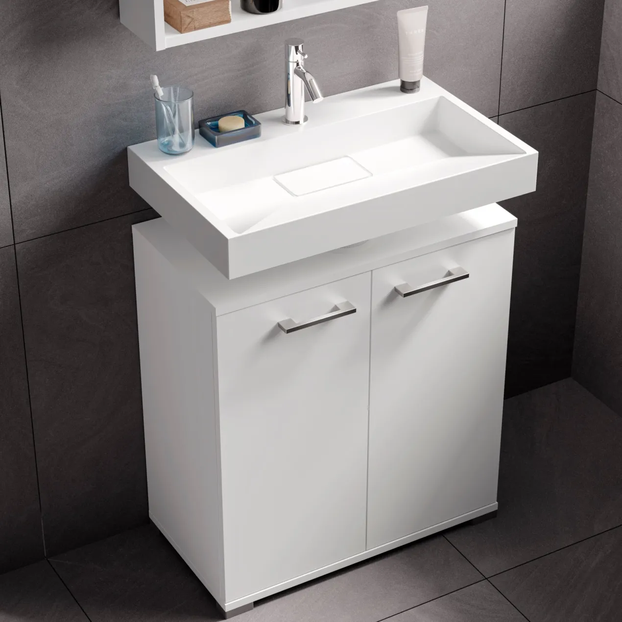 Waschbeckenunterschrank Easy, 60cm, weiß, stehend