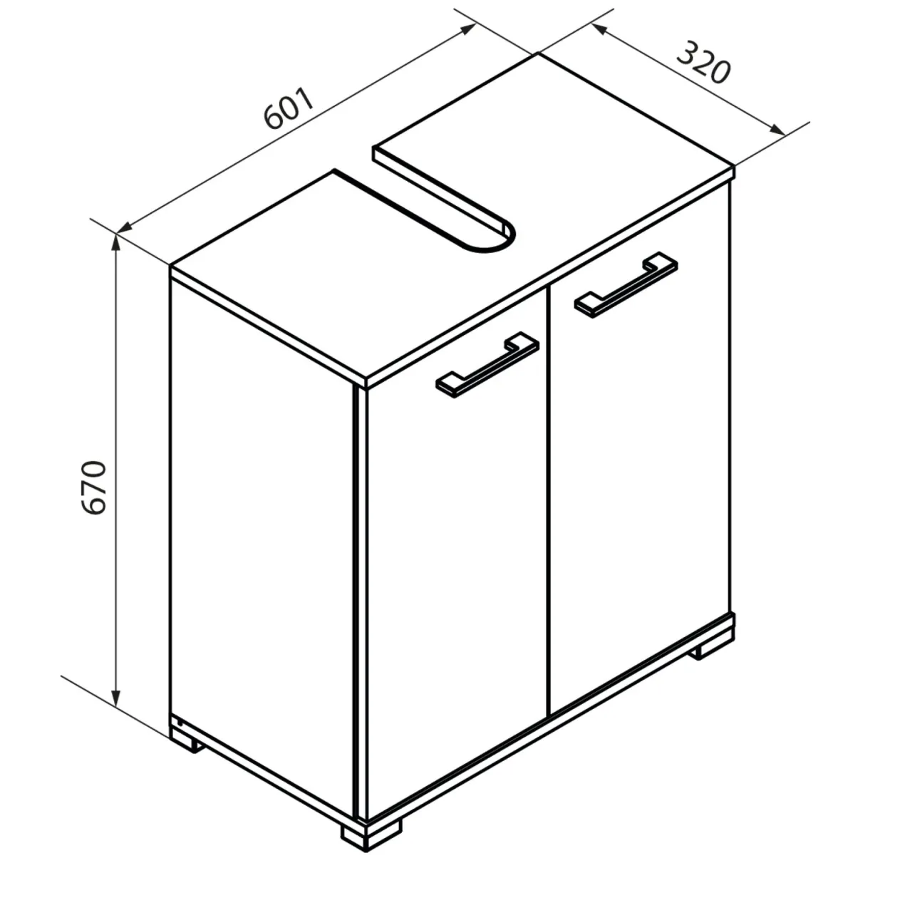 Waschbeckenunterschrank Easy, 60cm, weiß, stehend