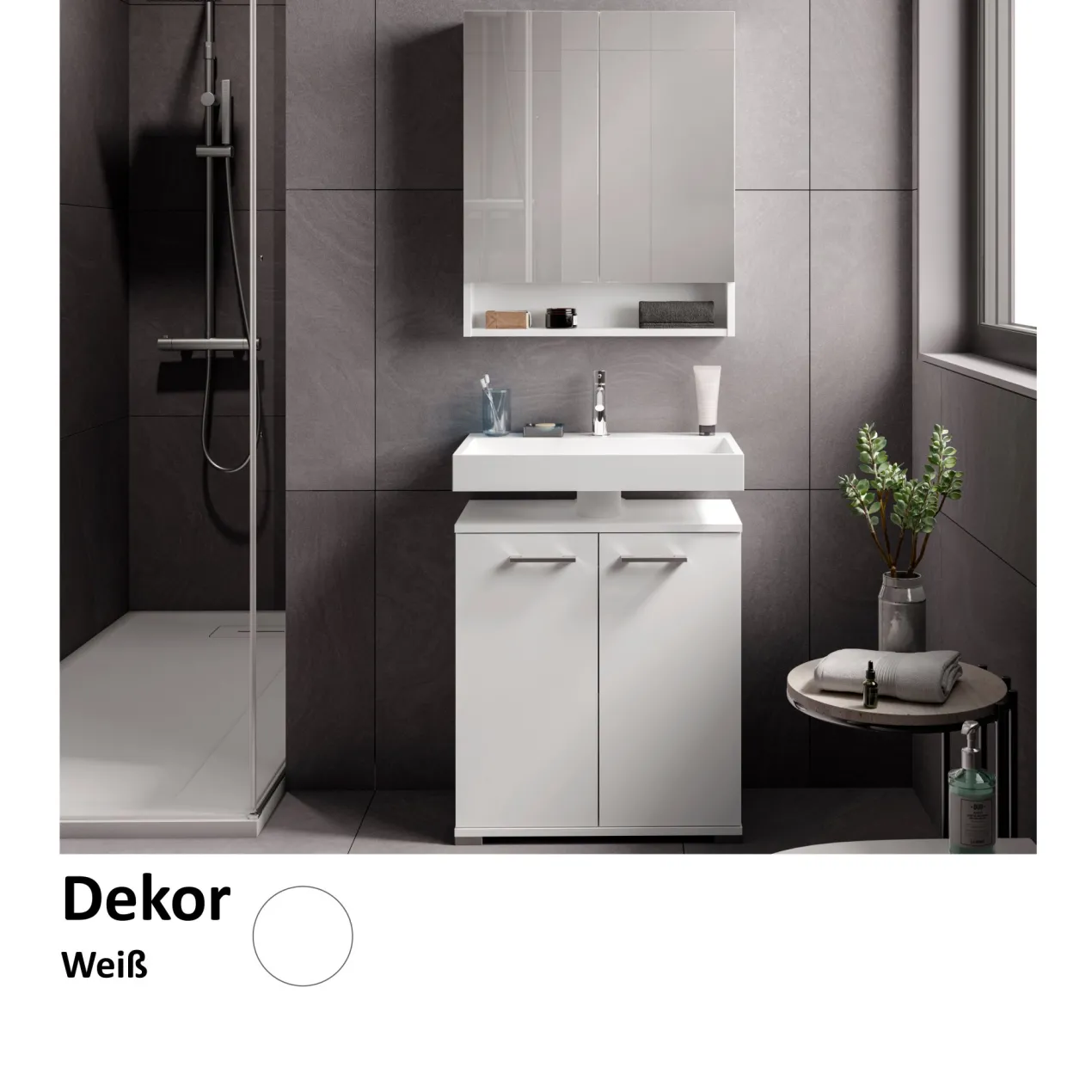 Waschbeckenunterschrank Easy, 60cm, weiß, stehend