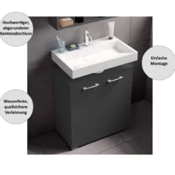 Waschbeckenunterschrank Easy, 60cm, Anthrazit, stehend