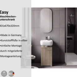 Waschbeckenunterschrank Easy, 40cm, Eiche, stehend