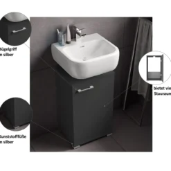 Waschbeckenunterschrank Easy, 40cm, Anthrazit, stehend