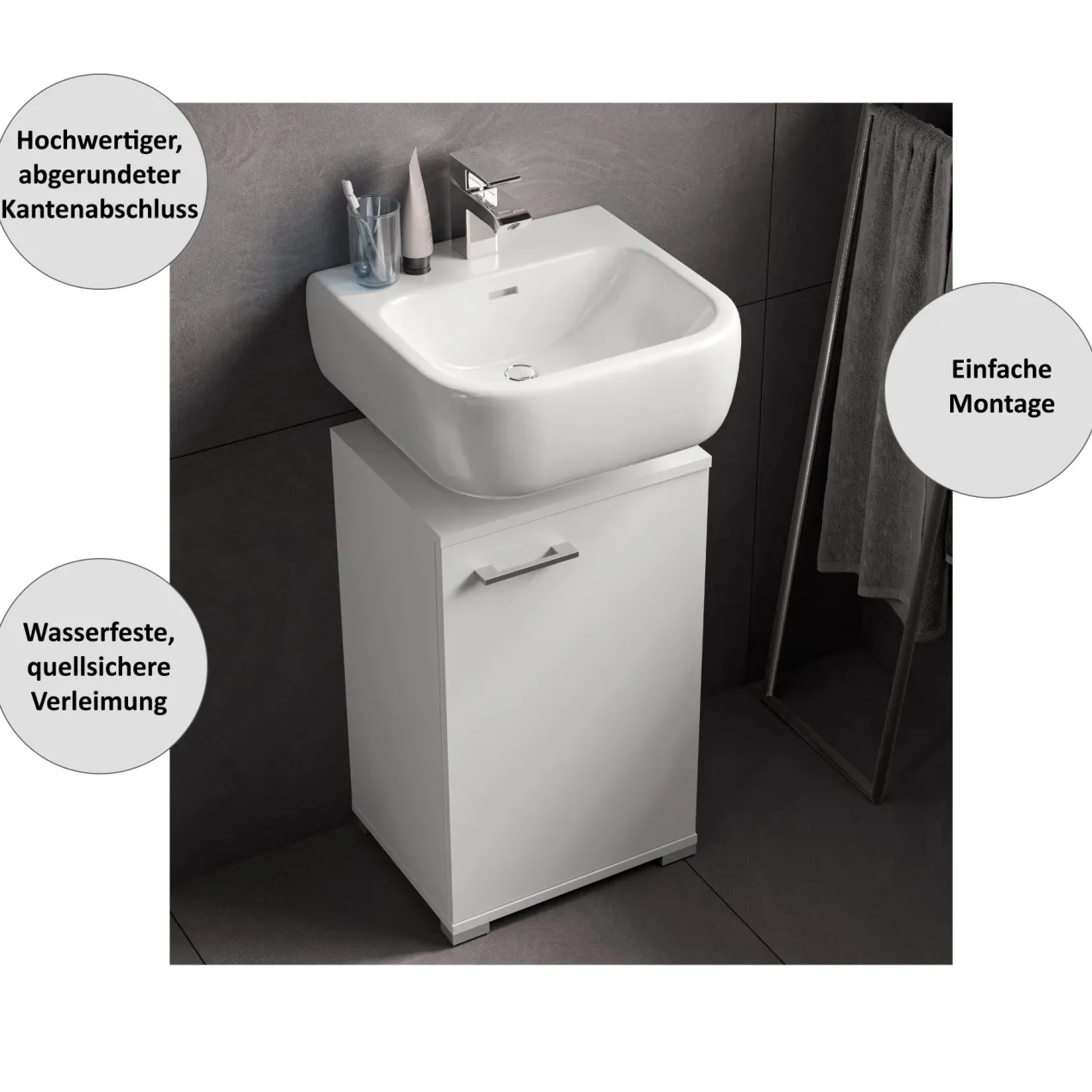 Waschbeckenunterschrank Easy, 40cm, weiß, stehend