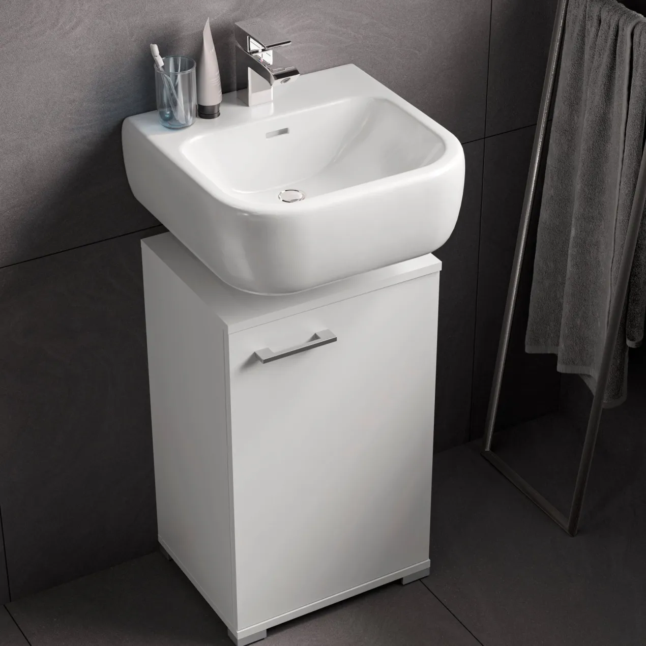Waschbeckenunterschrank Easy, 40cm, weiß, stehend