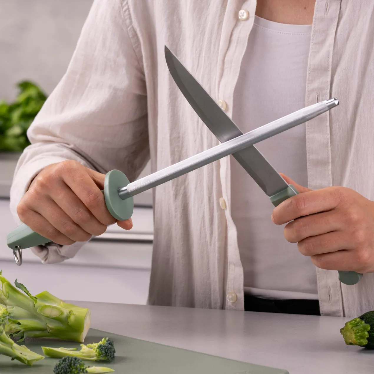 Wetzstahl grau-grün