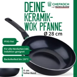Wokpfanne Bielefeld, Keramik, antihaft, Ø28cm