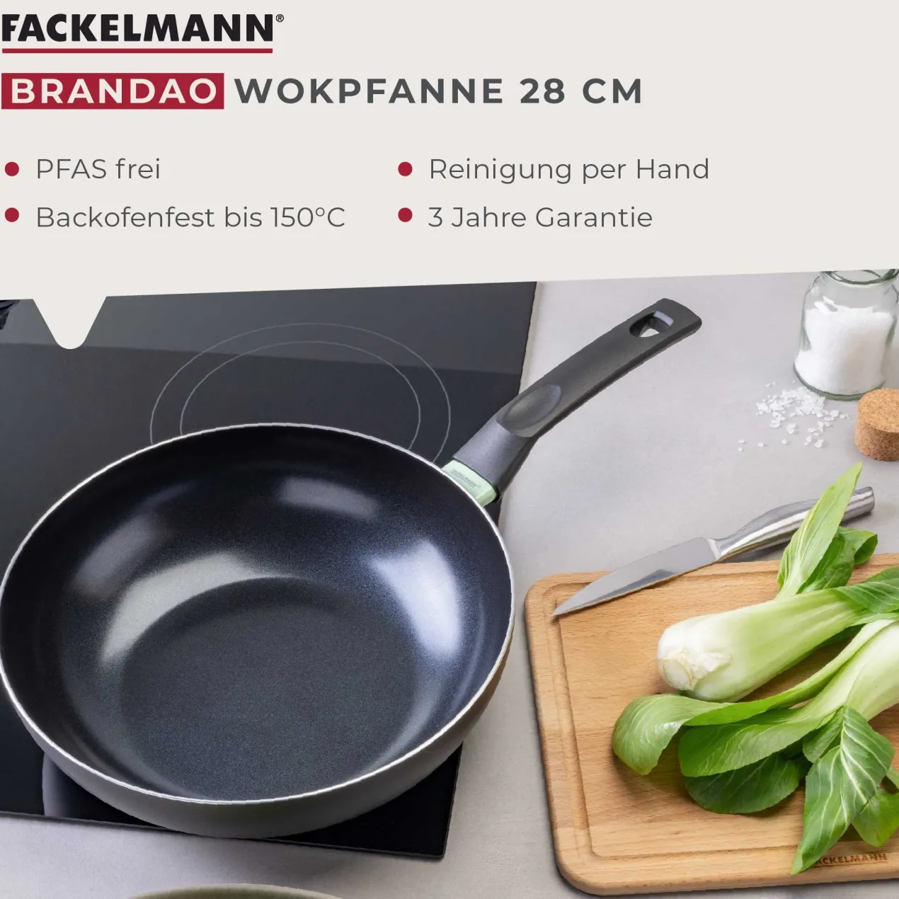 Wokpfanne Brandao, Keramik, antihaft, Ø28cm