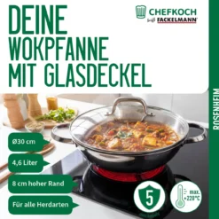 Wokpfanne mit Deckel Rosenheim, Ø30cm