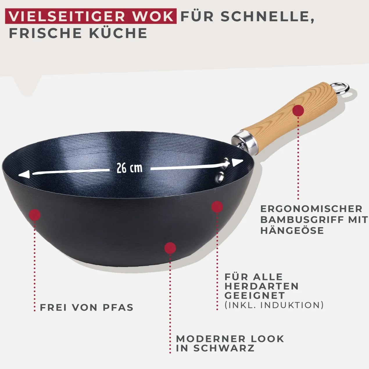 Wokpfanne Soft Collection, Keramik, antihaft, Ø26cm